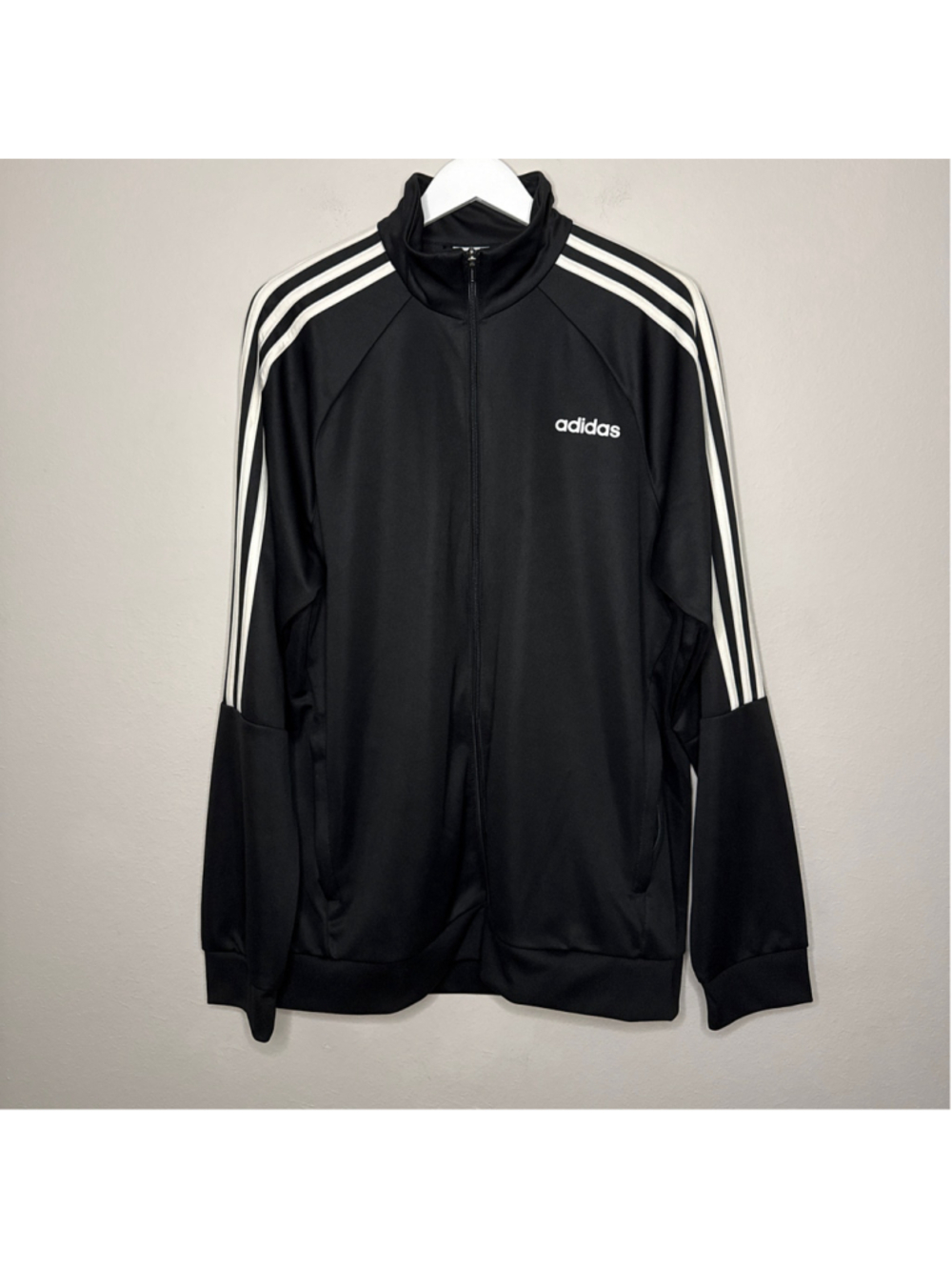 Men's adidas Zip Up Track Jacket Black White Size L - [KC994]